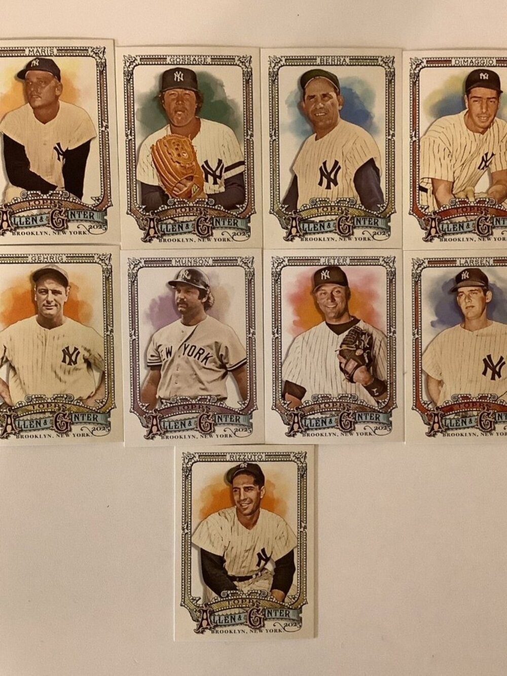 2025 Topps Allen & Ginter NEW YORK YANKEES Team Set of (9) Cards